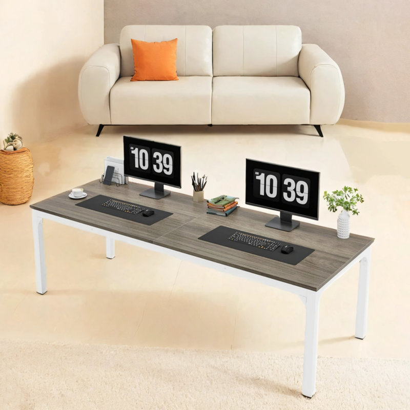 78.7-inch Home Office Dual-station Computer Desk, Gray/White