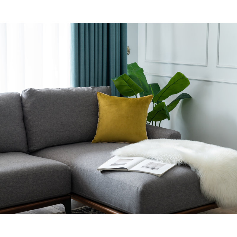 Velvet Throw Pillow Set of 2, Ocher Mix