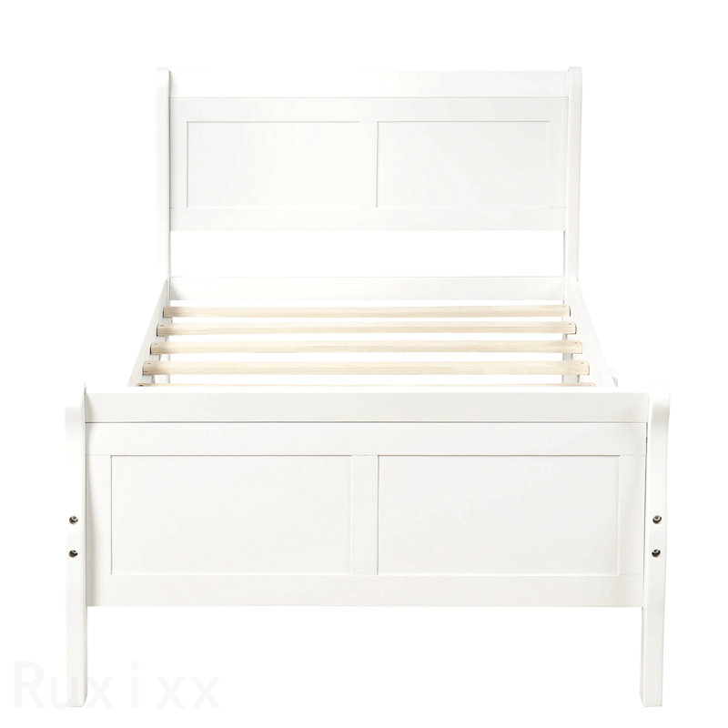 Lit plateforme avec sommier en bois, White