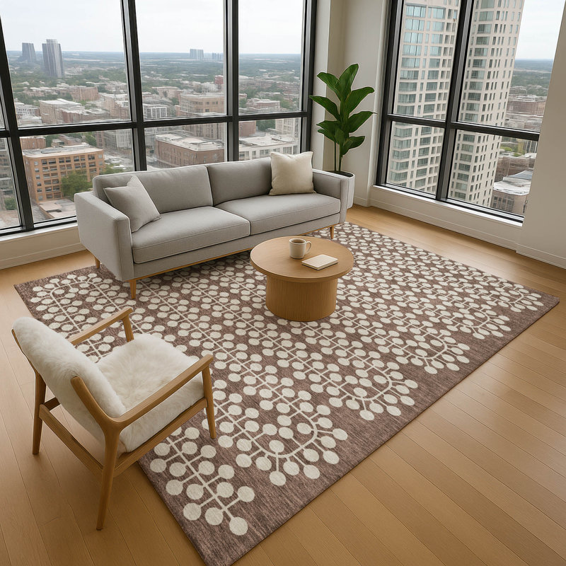 Premium Machine Washable Mayfield AMF2247 Geometric Rug, 3' x 5', Brown