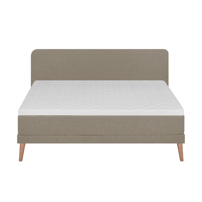 Boleslav Upholstered Bed with Mattress, 140 x 200 cm, Beige