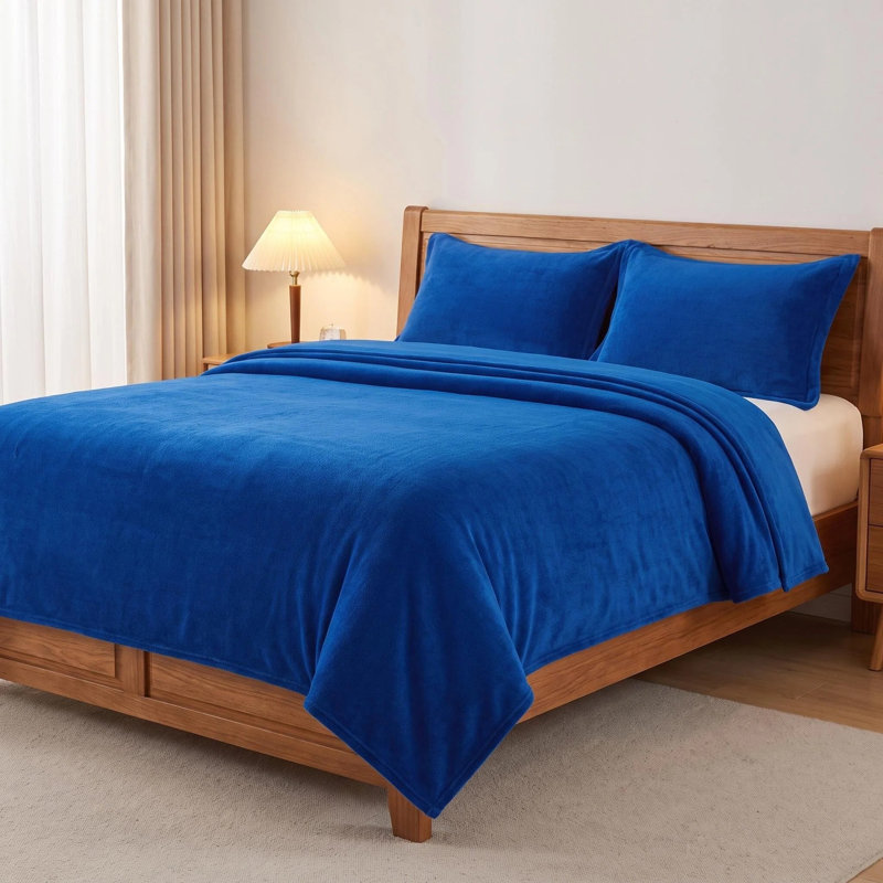 Jeté en velours de cristal microfibre, jeté de grand lit et canapé moelleux 71 po x 87 po, lavable en machine à double face