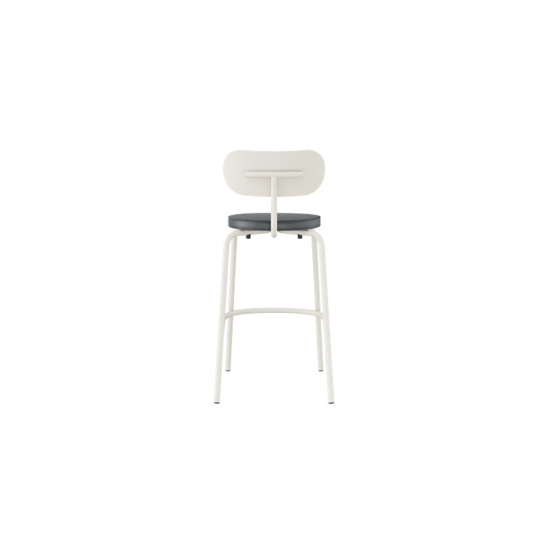 Khylia Upholstered Bar Stool, Gray Seat/Pure White Base