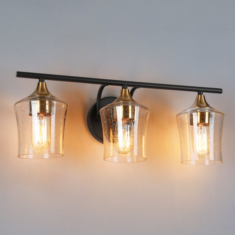  3 -Light Dimmable Vanity Light, Seeded Glass