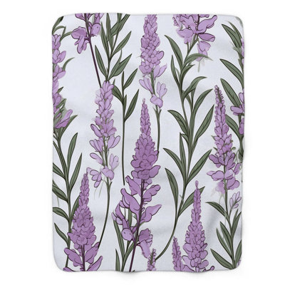Lilac Blossom Retreat - 1 Piece Premium Sherpa Bla Throw Blanket