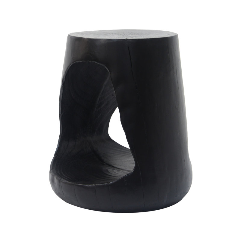 Stunning MGO Hollow Side Table With Wood-Like Texture And Natural Appeal, Black