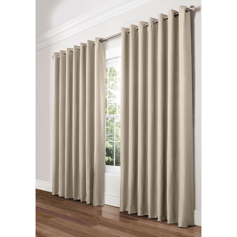 Yeldell Diamond Eyelet Room Darkening Curtains, Cream, 167 W x 229 D cm
