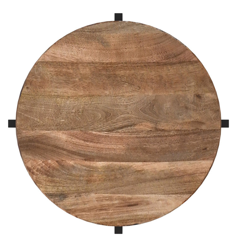 Table d'appoint ronde en naturel et noir Ronald