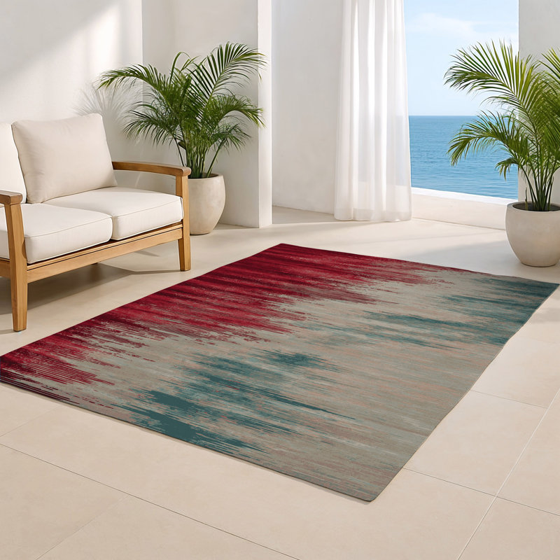 Watercolor Gray Indoor and Outdoor Area Rug, Rectangle 4' x 6'
