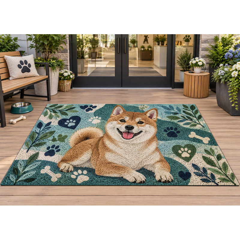 Tapis d'extérieur 5 po x 7 pi Shiba Inu Botanical