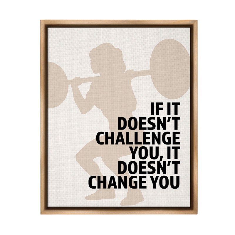 "Motivational Défi Workout" par Victoria Barnes sur toile, Cadre flottant orme Montalcino, H 31 po x l 25 po