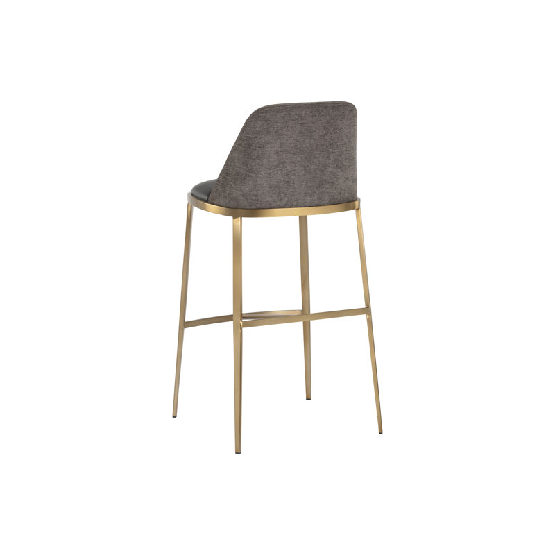 Dover Upholstered Stool with Metal Frame, Gray, Bar Stool (30” Seat Height)