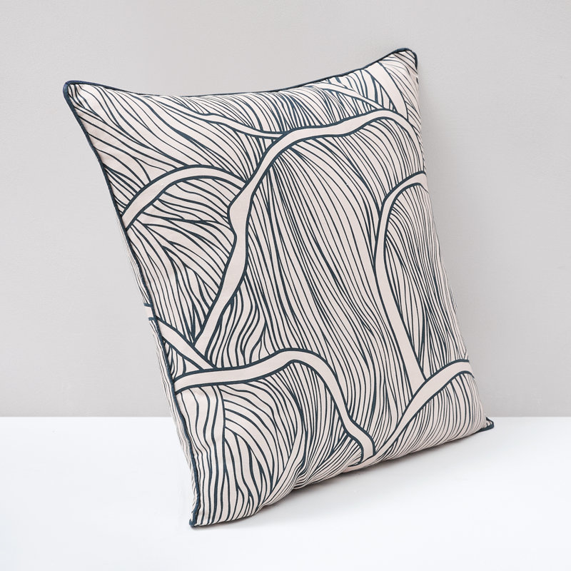 Housse de coussin en mélange de lin Umbra - bleu marine / neutre