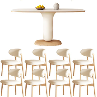 Creamy style simple rectangular dining table sets