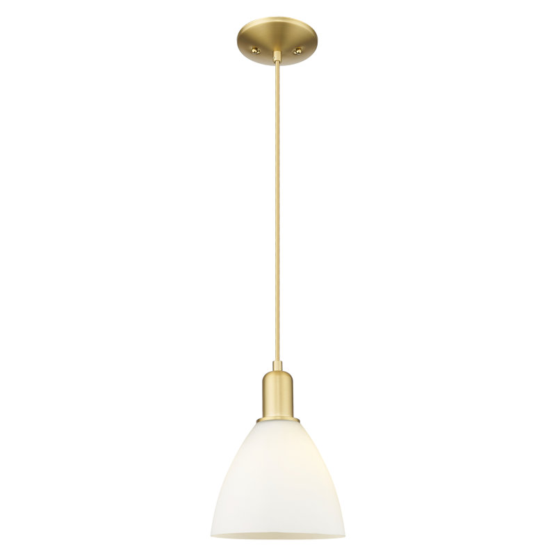 Arcadia - Bristol - Mini-luminaire suspendu à cordon 1 lumière 8 po - Finition or satiné - Abat-jour blanc mat, Blanc mat