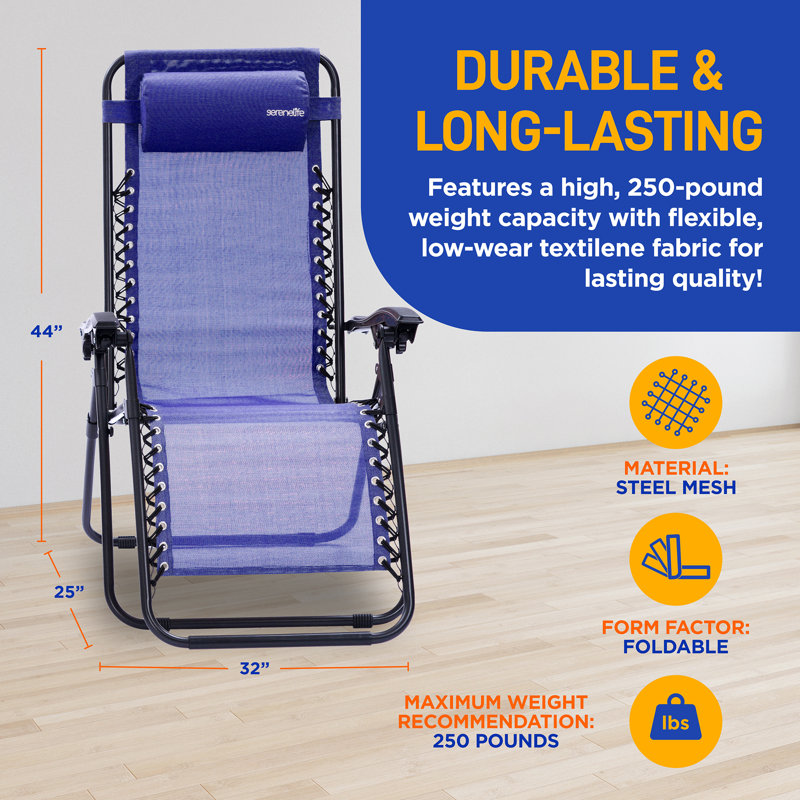 Katica Folding Beach Chair, Blue/Black