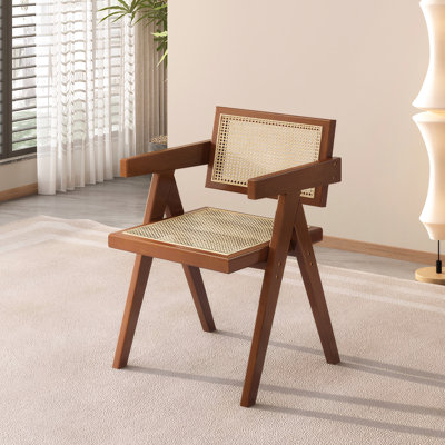 Chaises de salle à manger brun moderne de style Mid-Century avec accoudoirs, polyvalentes pour le salon et les espaces extérieurs Fauteuils confortables de style, pour la chambre à coucher, le balcon