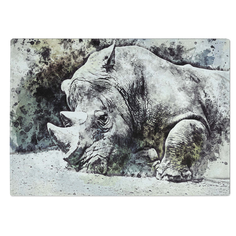 Tempered Glass Resting Rhino Chopping Board, 28.5 cm W x 20 cm L
