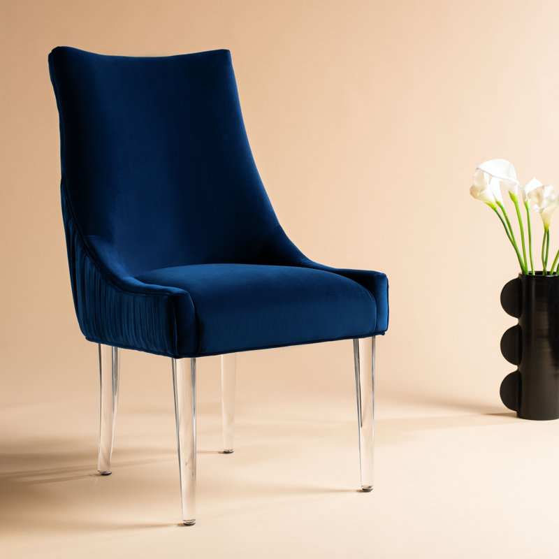 Chaise d'appoint rembourrée Rales, Bleu marine