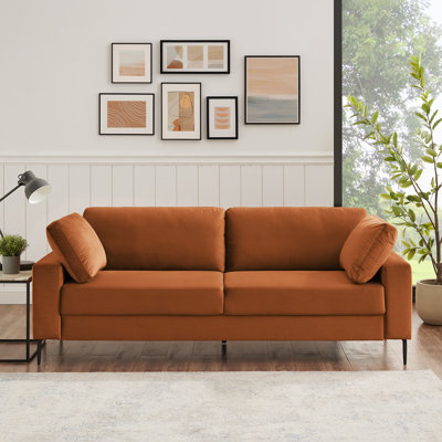 Etta 214.1Cm Velvet Square Arms Sofa