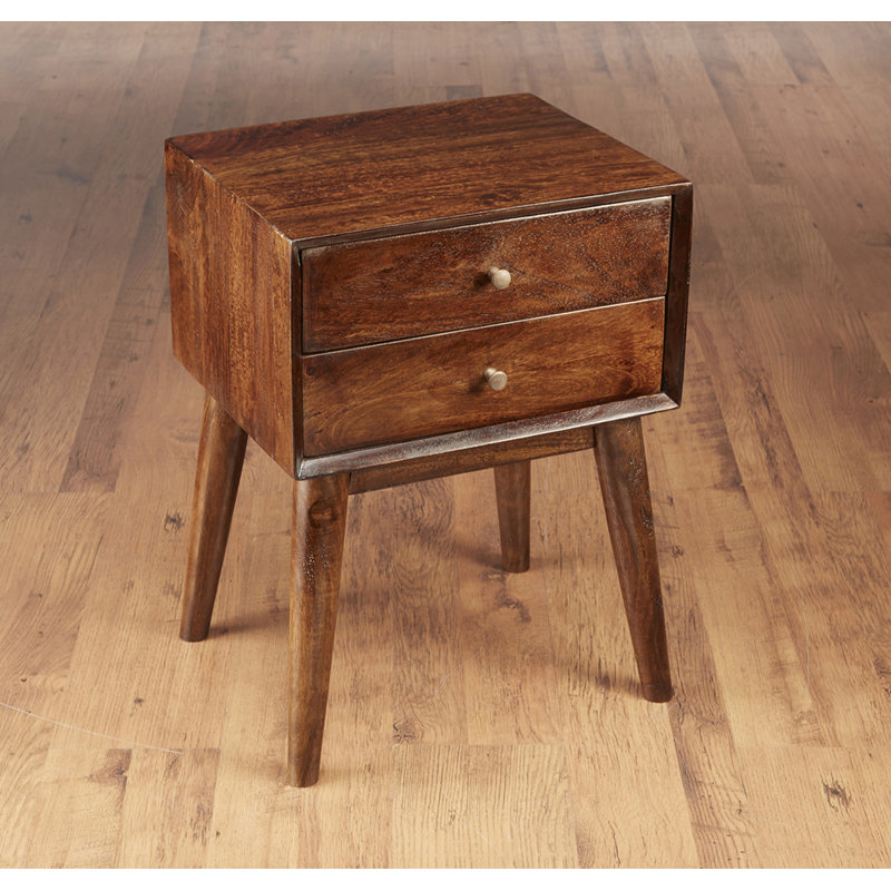 Mid Century Style End Table, Pecan