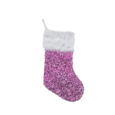 Non-Woven Christmas Stocking, Hanging Tree Ornament Gift Bag For Candy And Snacks, 17.3x10.2in Hot Pink