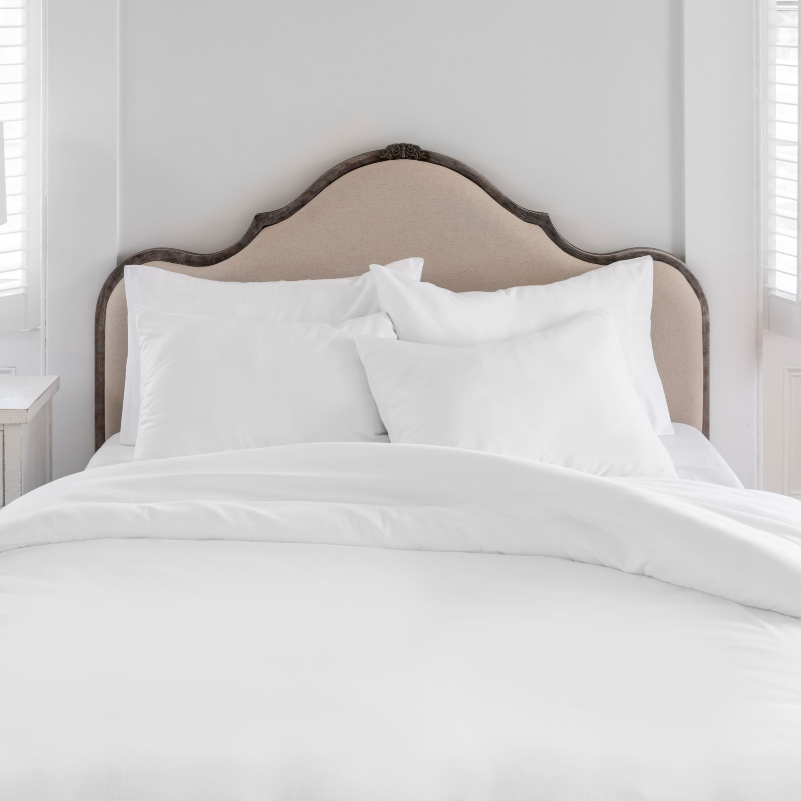 Abode Egyptian Cotton Duvet Cover Set, White, Queen