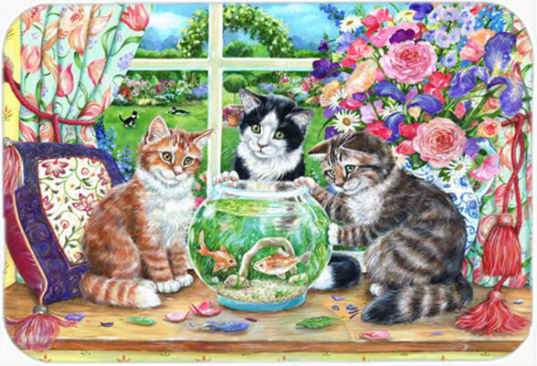 Planche à découper en verre bol de poisson carolinest chats