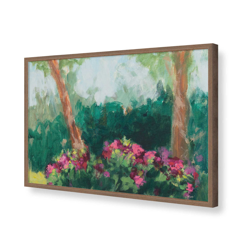 «Garden Azaleas en Plain Air» par Carson Overs passer, reproduction d'art, H 24 po x l 32 po, Brun