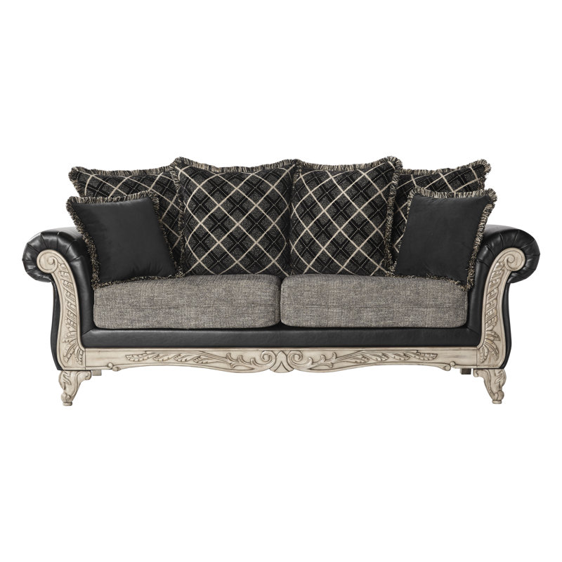 Duplantis Rolled Arm Sofa with Reversible Cushions, Ebony, 40" H x 93" W x 23" D