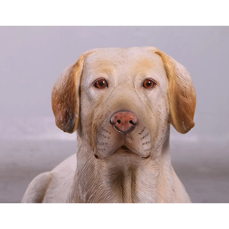 Tan Laying Labrador Life Size Statue