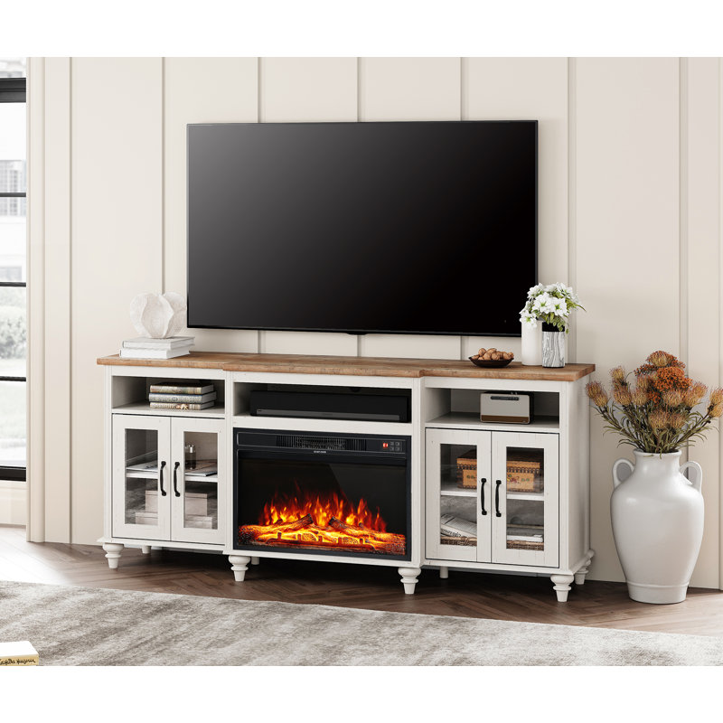 Scarlett 15.7" W Storage Credenza with Electric Fireplace, Blanc