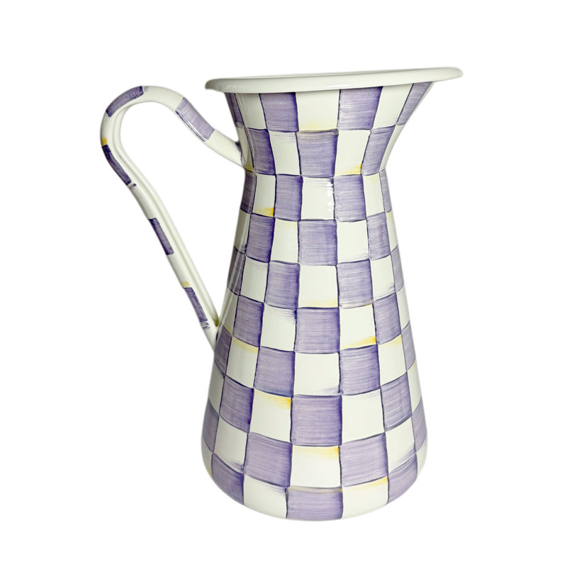 Violet Check Large Practical Pitcher, White/Purple