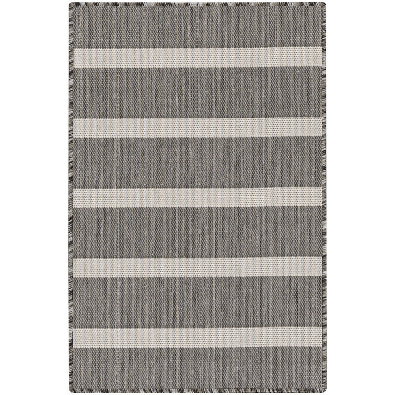 Nourison Positano 3' x 5' Charcoal Ivory Modern Rug, Rectangle 3' x 5', Charcoal Ivory