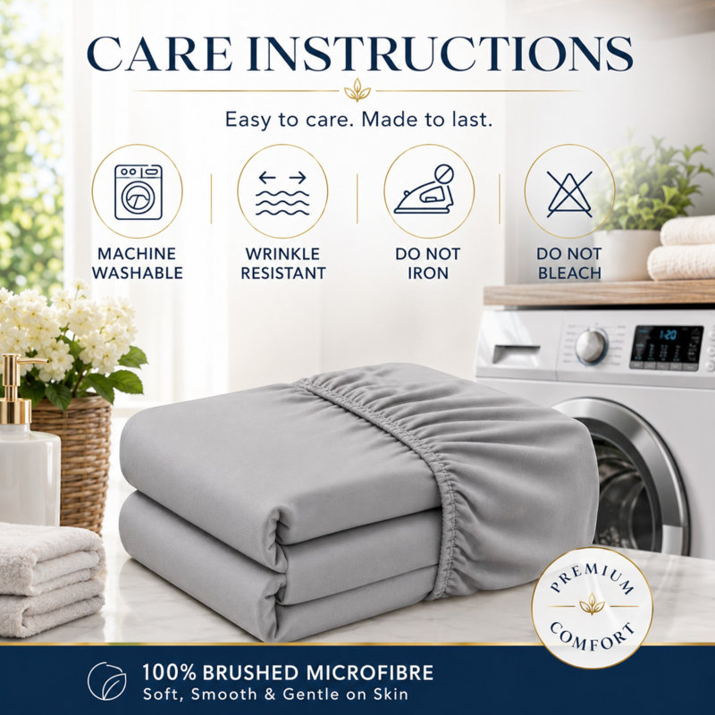Premium Hotel Style Fitted Sheet – 40cm (16 Inch) Extra Deep Pocket, Ultra-Soft Hypoallergenic Brushed Microfibre, Breathable & Fade-Resistant, Durable Elastic Bed Sheets