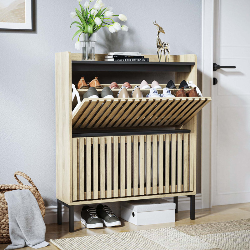 2 Flip Shoe Cabinet,Multi-Layer Shoe Rack,Modern Minimalist,Storage Cabinet, For Entryway