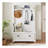 Classic Cosatal Style Hall Tree Entryway Bench With Open Shelves And Shoe Cabinets, WOOD Feet, White-1290567873