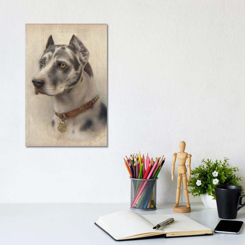 The Head Of A Doberman by Wilhelm Schwar - Wrapped Canvas Painting, 20.32 cm H x 30.48 cm W