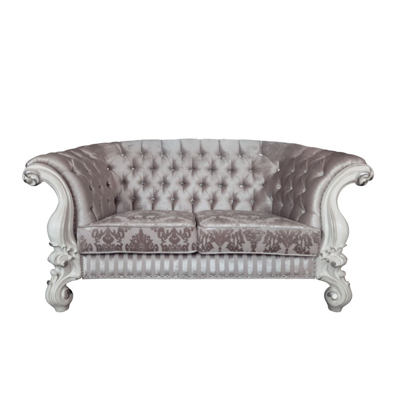 Kaarel 76" Upholstered Loveseat,Loveseat Sofa,Comfortable Sofa,Velvet Sofa,Accent Sofa, White, Ivory Polyester Blend