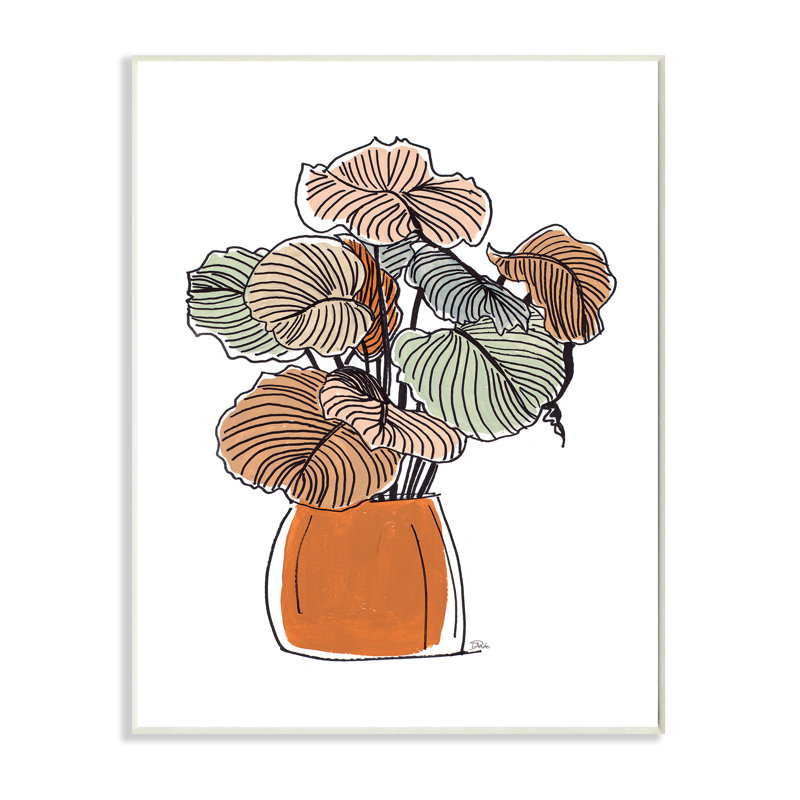 «Playful Tropical Palms Philodendron House Plant», reproduction d'art, Plaque murale, H 19 po x l 13 po