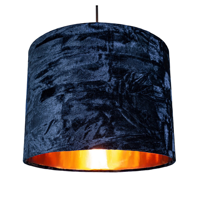 Velvet Drum Lamp Shade ( Screw On ), Navy, 15" H x 20" W x 20" D