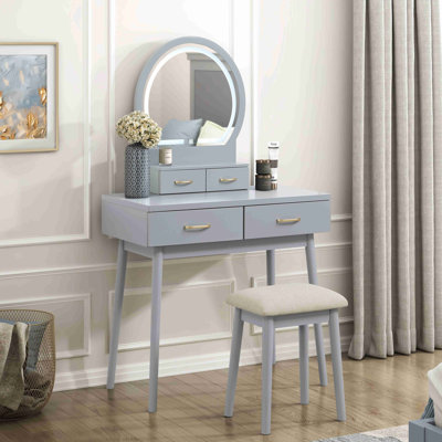 Magnifique commode avec miroir et tabouret avec tiroirs de rangement