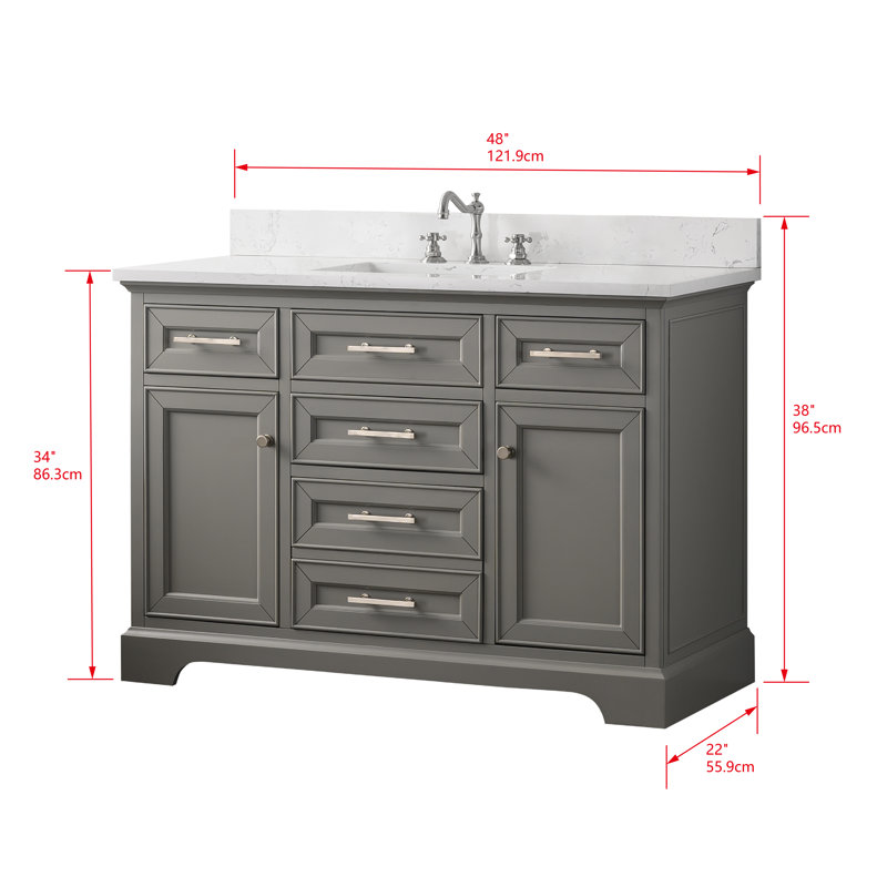 Thompson 48" W Single Vanity, Gray/Brushed Nickel