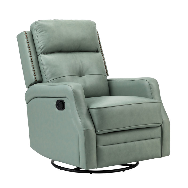 Fauteuil inclinable manuel pivotant Rudisill, Cuir véritable sauge