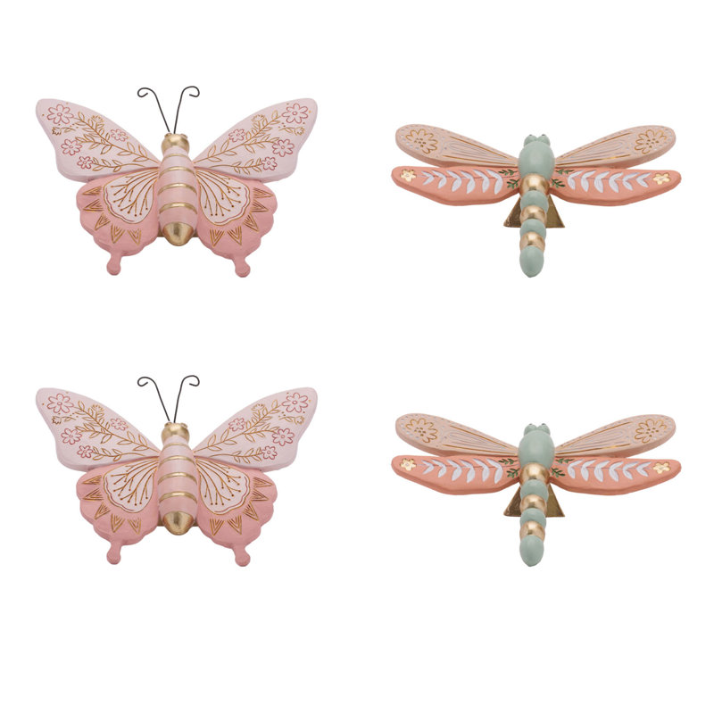 Papillon gravé floral