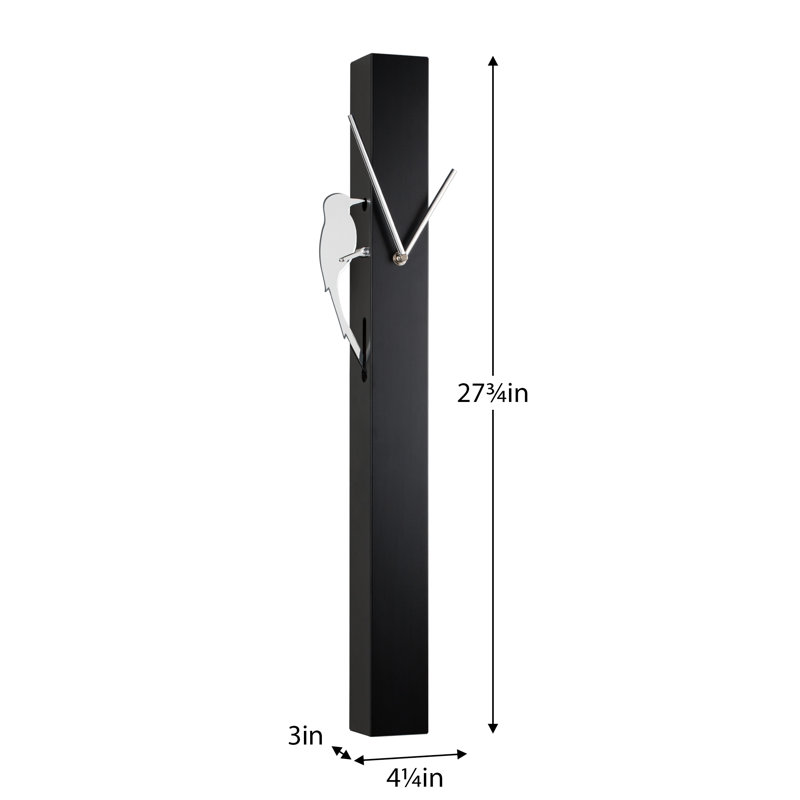  Felena 25" Moving Woodpecker Bird Pendulum Wall Clock (Black), Black