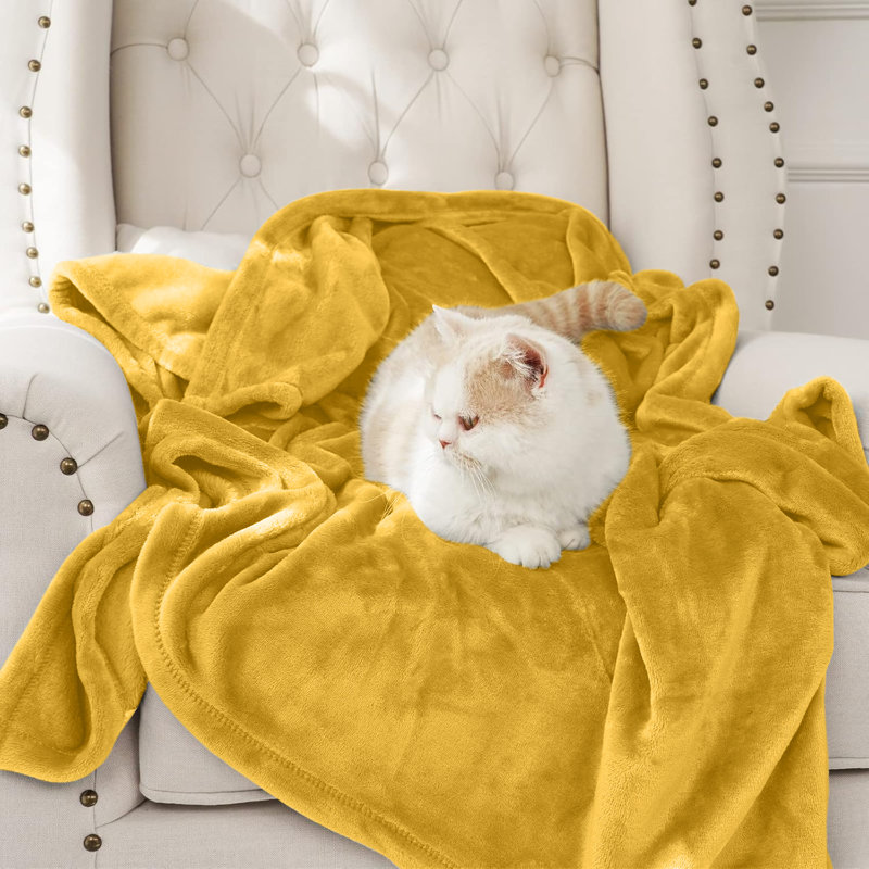 Couverture en molleton grand - 300 g / m², Grand lit, Ocre