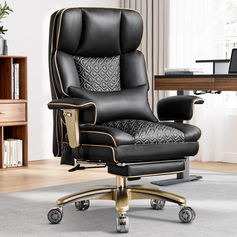 Grand et grand fauteuil de bureau, chaises de bureau de direction robustes avec support lombaire réglable et repose-pieds