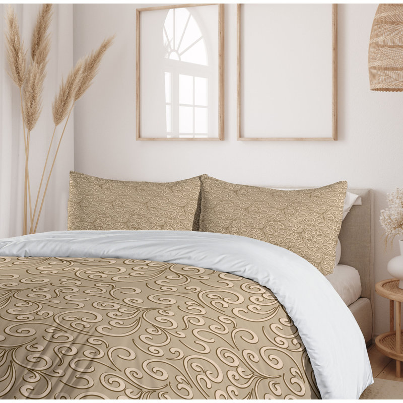 French Country Polyester Damask Duvet Cover, Queen Duvet Cover + 2 Shams