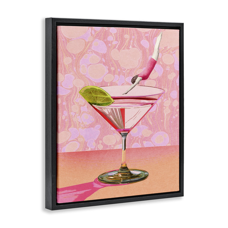  «Diver in Cocktail» par Daphne Polselli, Cadre flottant noir de jais, H 21 po x l 17 po
